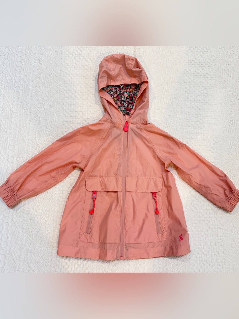Joules Pink Girls Hooded Anorak Windbreaker Jacket Pink Size 3